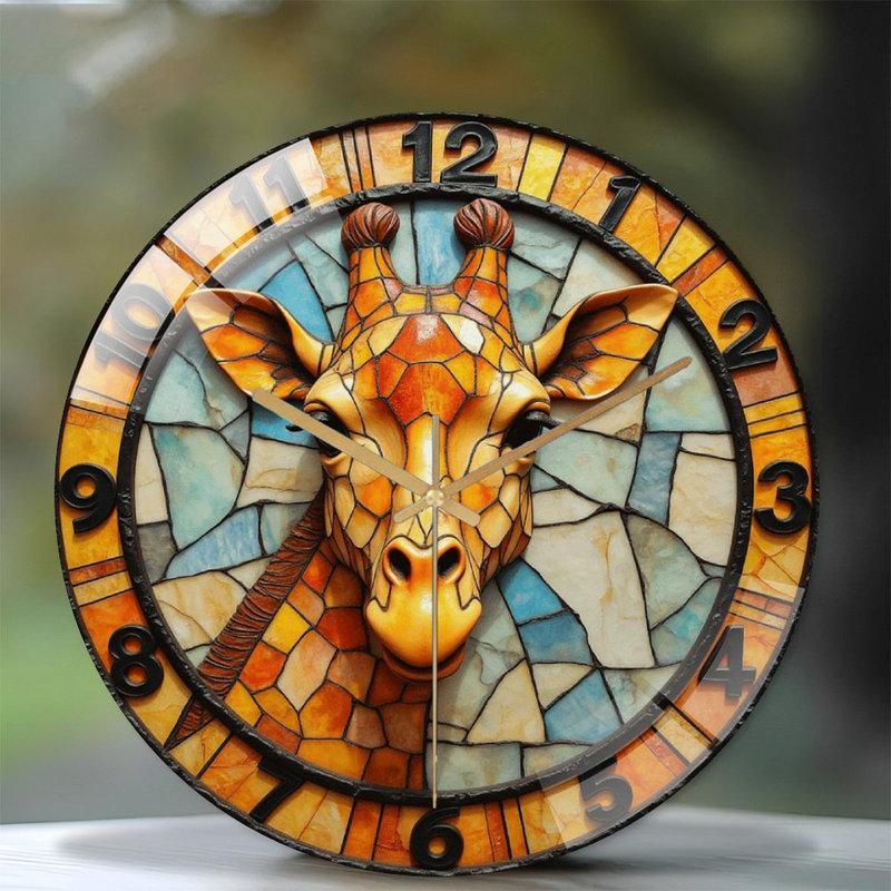 Horloge murale girafe 12 po