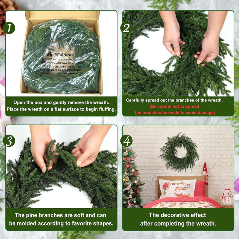 Couronne de Noël en pin véritable vert