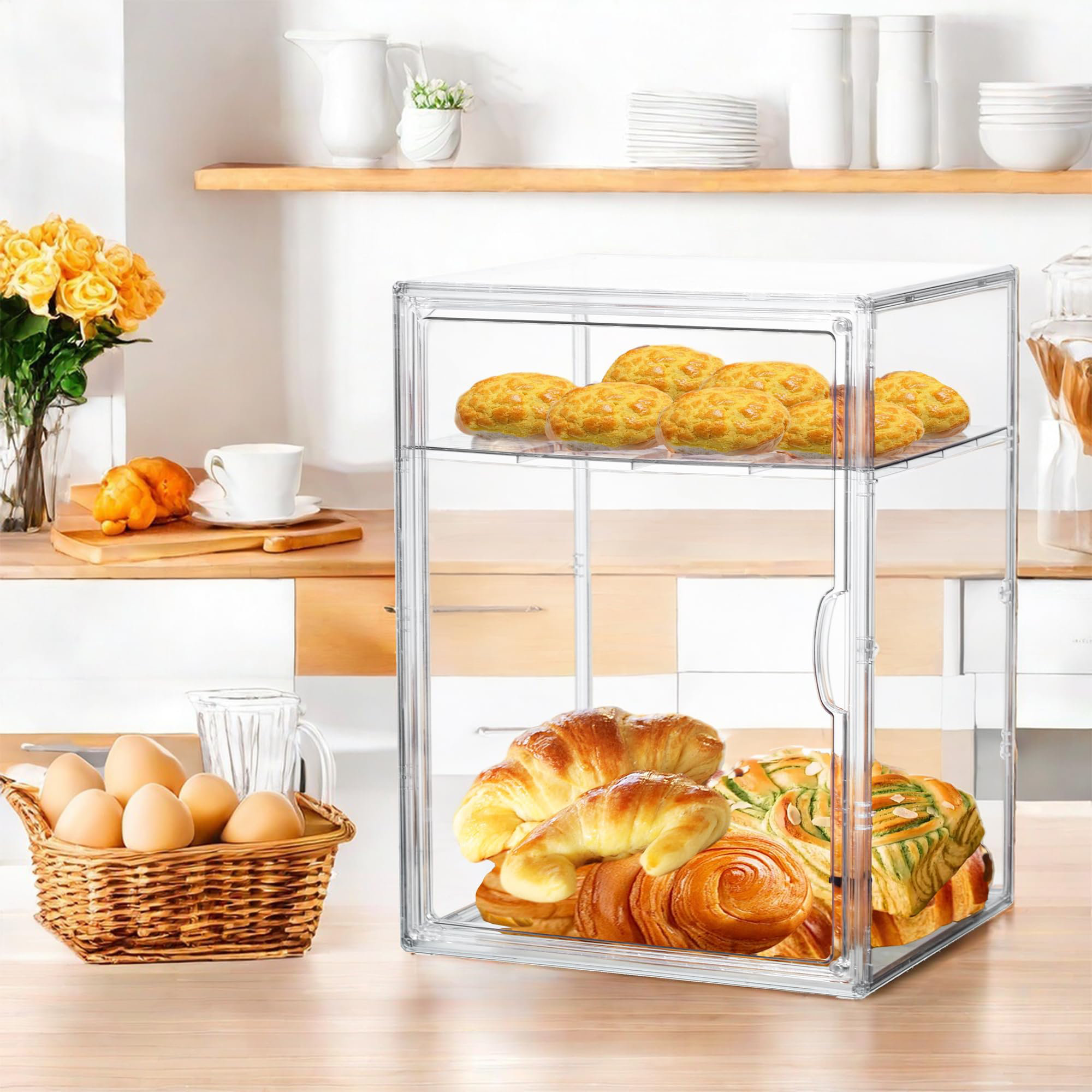 Pasty Display Case,4 Layes Adjustable Clea Bead Box Fo