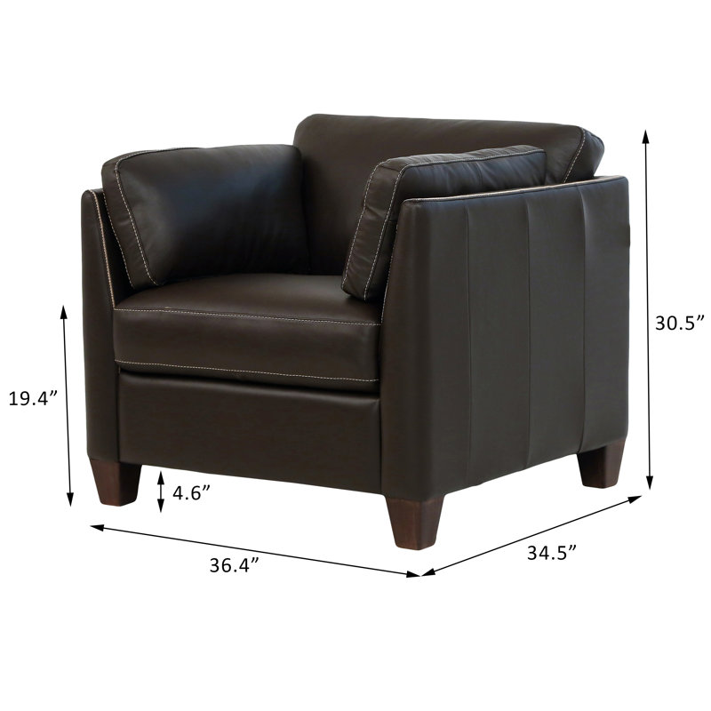 Fauteuil large de 36,4 po Ilia, Similicuir chocolat