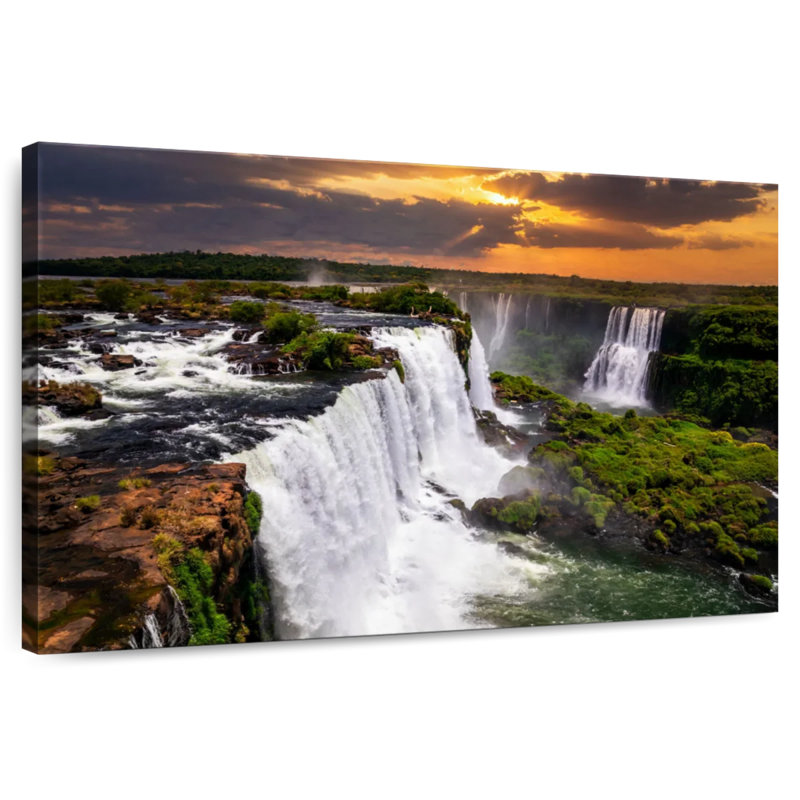 Coucher de soleil d'Alvord aux chutes d'Iguazu, H 26 po x l 39 po