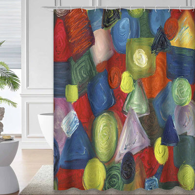 Peinture abstraite, art moderne, huile, cercle, brosse, triangle, carré fin avec 12 crochets