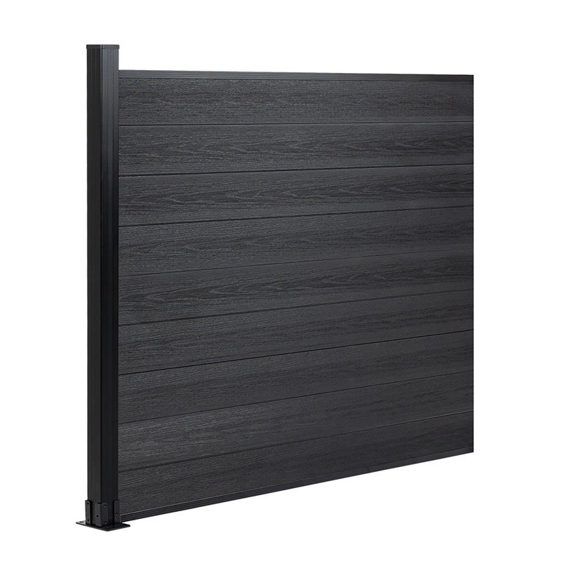 6Ft H Composite Privacy Fence Panels With Post, 6Ft.H x 6Ft.W, Black