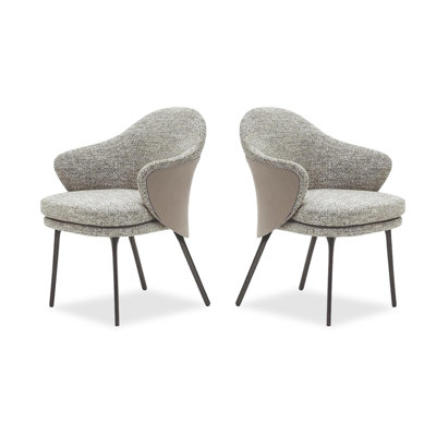 Gray Coffee Black Solid back Arm chair(Set of 2)