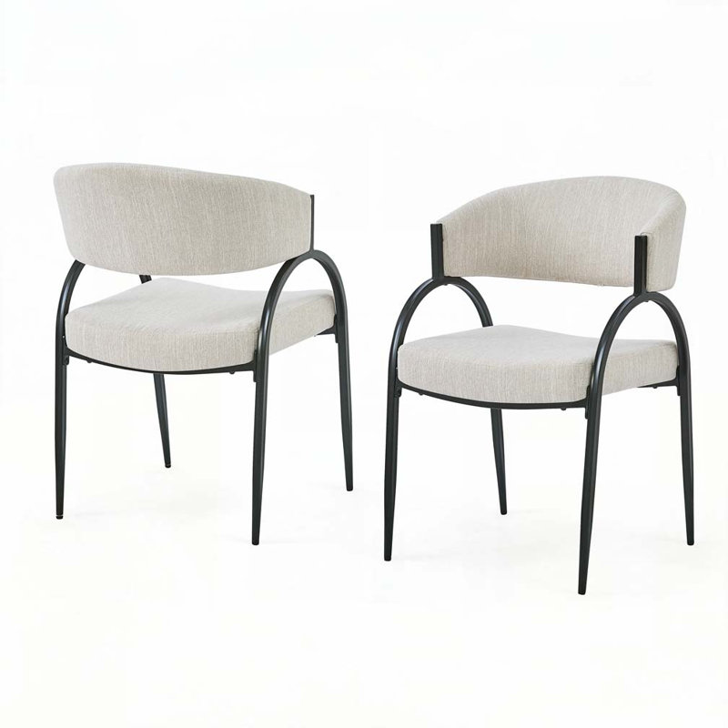 Chaises de salle à manger rembourrées avec pieds en métal, Beige