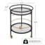 Chariot-bar rond moderne avec tablettes en verre trempé et accents dorés-1301918663