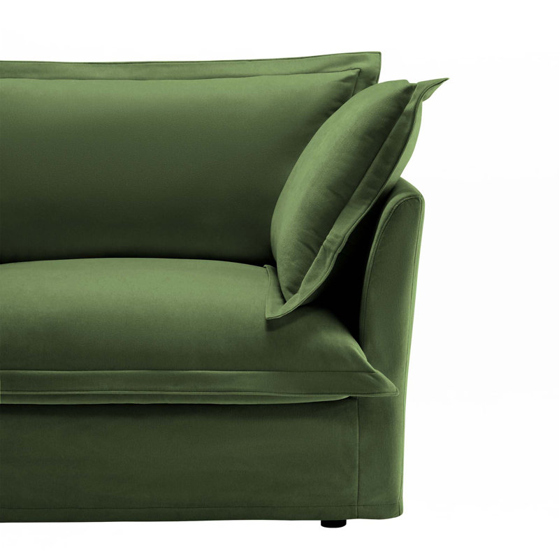 Ensemble de 2 fauteuils avec housse et siège profond, Chenille verte
