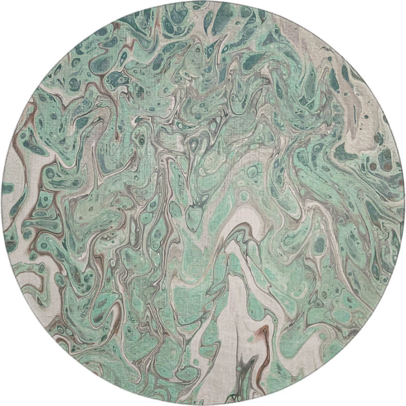 Tapis menthe de qualité supérieure Chananya AMF54, Rond 8 pi
