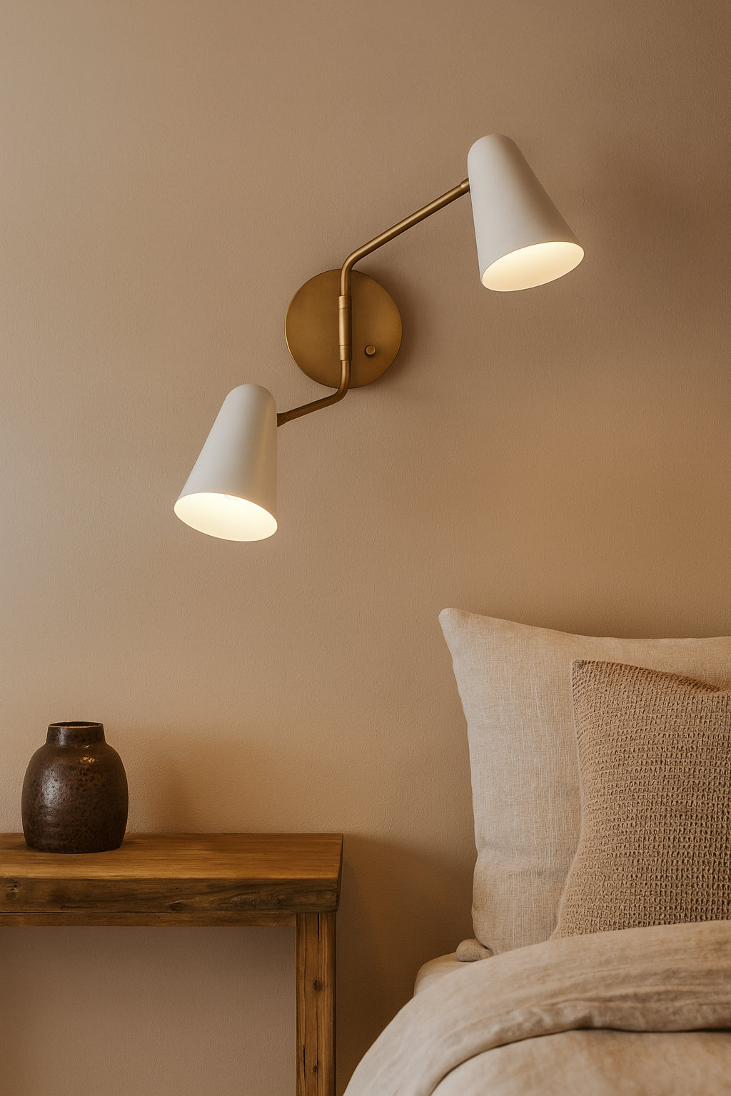 Macie 2-Light Dimmable Swing Arm Sconce, White, Lacquered Brass with Matte White