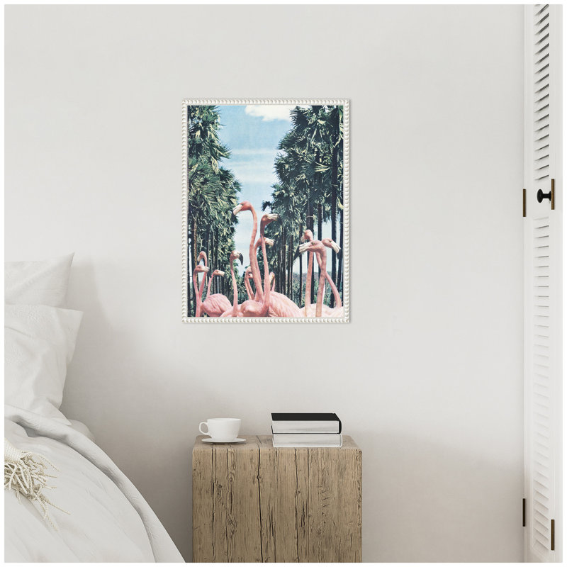 "Palmiers et flamants roses" par Sarah Eisenlohr, reproduction d'art sur toile encadrée