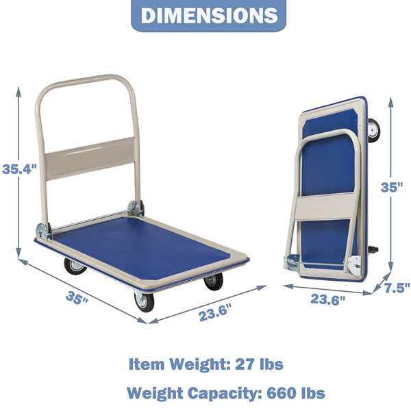 Telescoping Platform Hand Truck, Folding Dolly Cart for Luggage Baggage  Moving Utility Cart