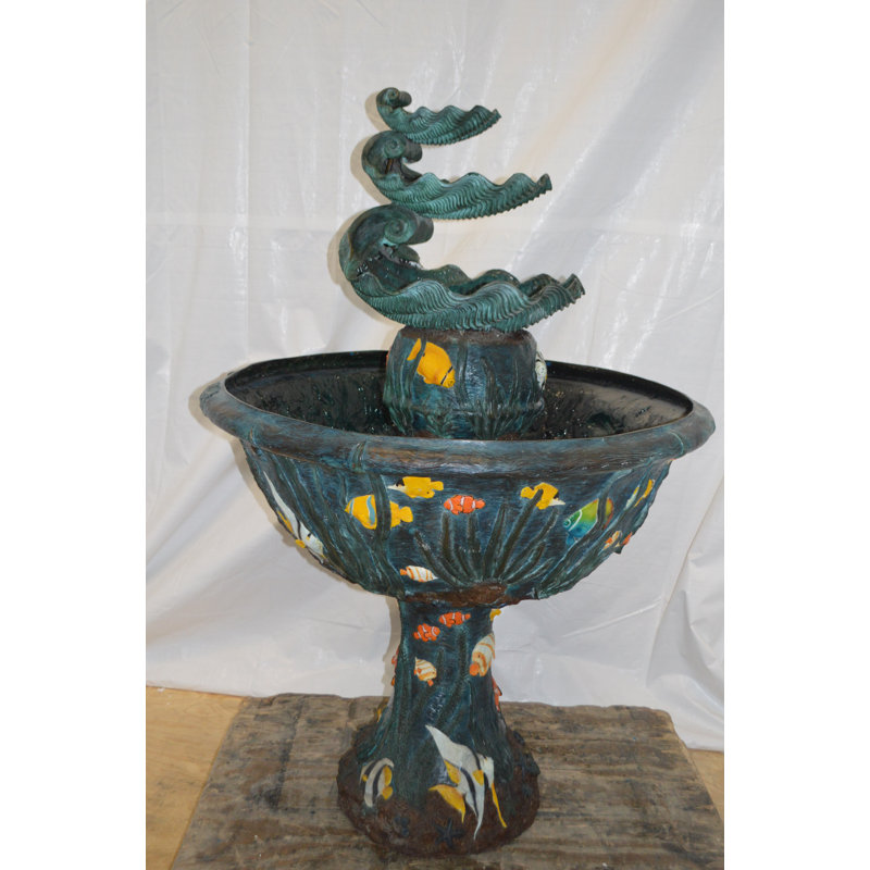 Bawl Bronze Fountain with three steps shells -  Size: 43"L x 43"W x 63"H.