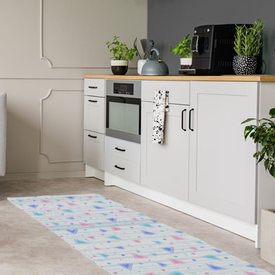 Tapis blanc/bleu rétro de la région de 90" reg patterns "