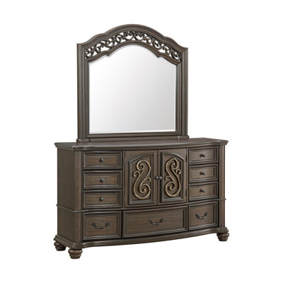 Gurvansh Dresser And Mirror Set In Mahogany