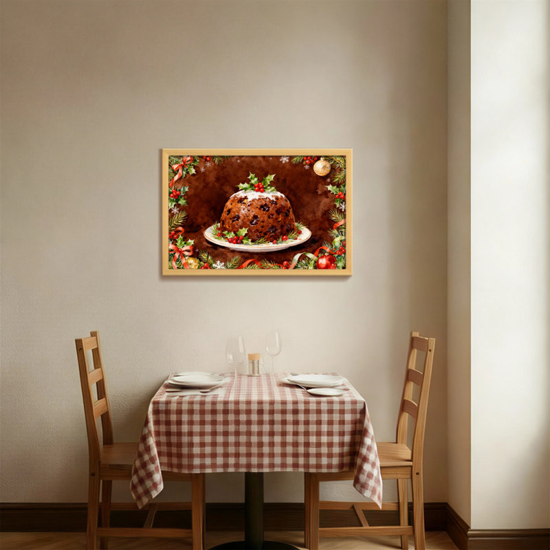Pudding de Noël avec houx et baies, H 12 po x l 18 po