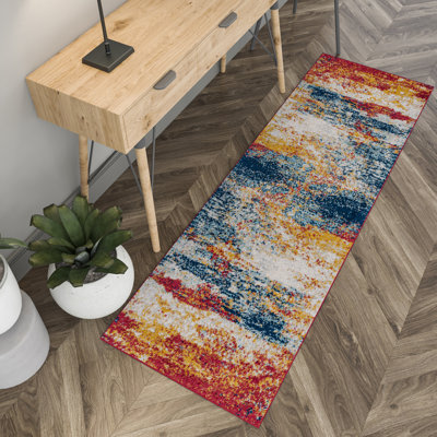 Abstract Red/Blue/Gold Colourful Indoor Area Rug