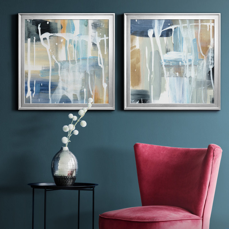 " Weather I " 2 - Pieces, Silver, 17.5" H x 35" W x 1.5" D