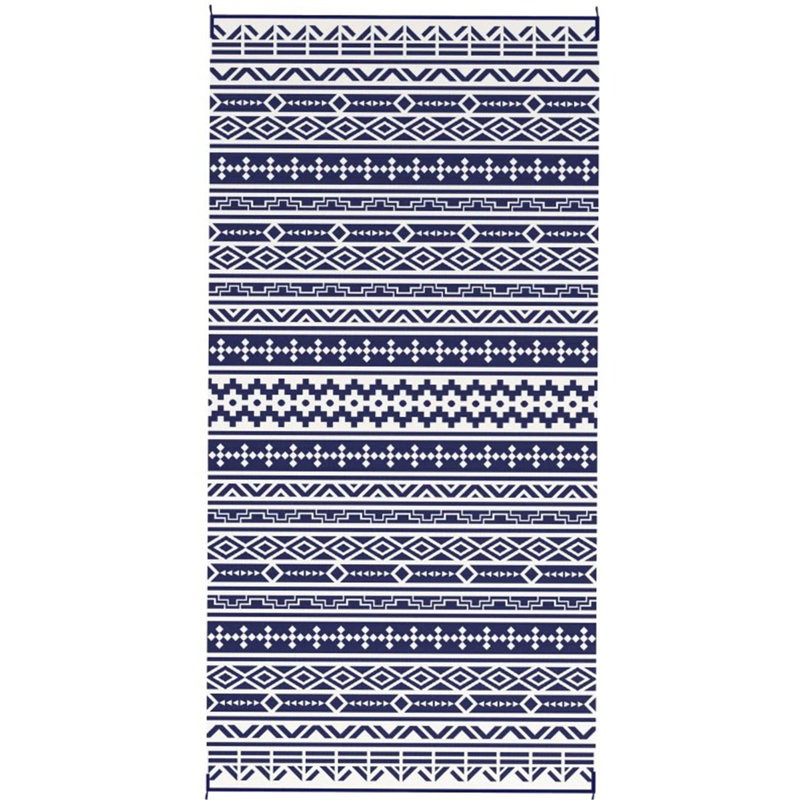 Reversible Outdoor Rug, Runner 9' x 18', Blue/White