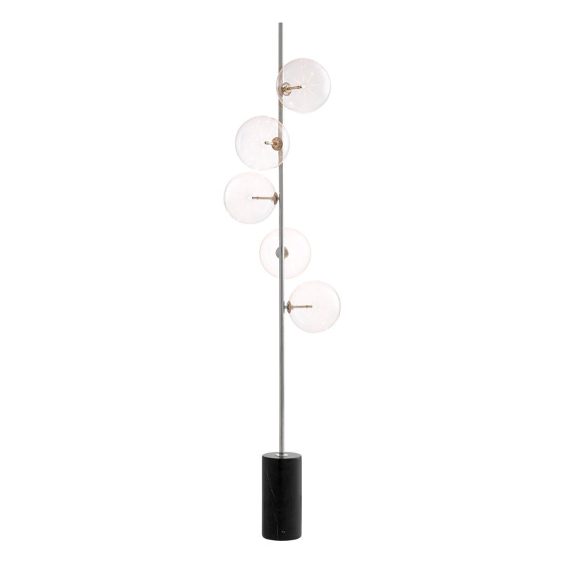 Tempo 74'' Black Tree Floor Lamp, Nickel, Clear
