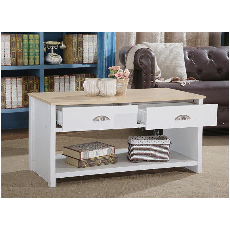 Caronni Sled Coffee Table with Storage, White