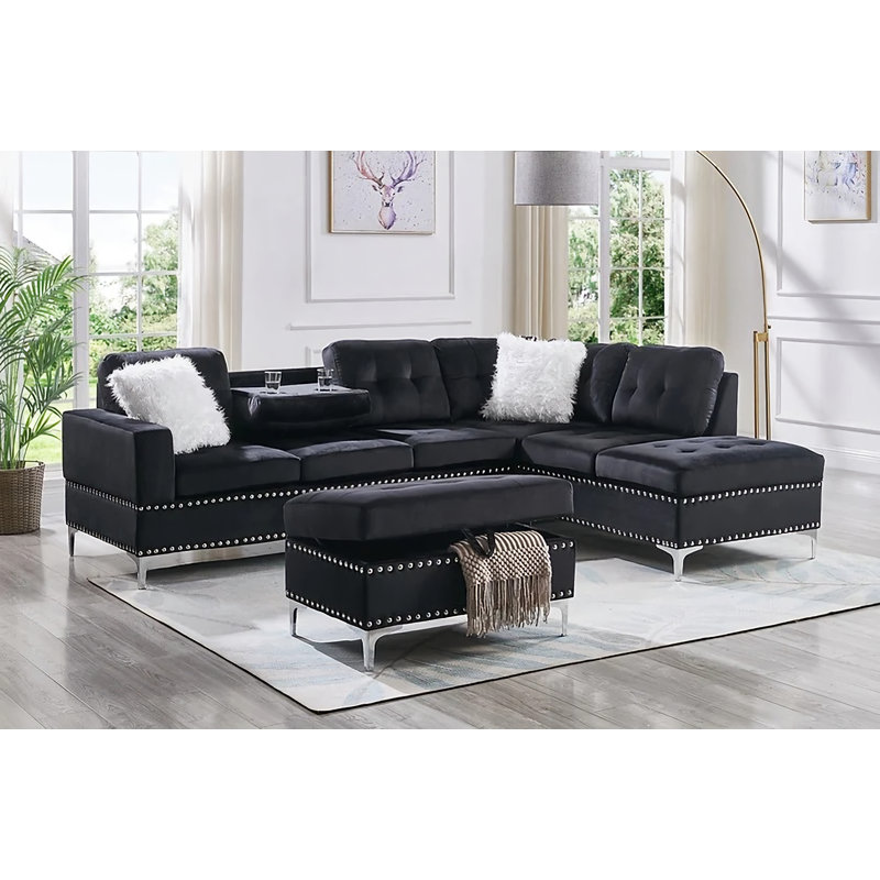Canapé modulaire Angad, Chenille noir