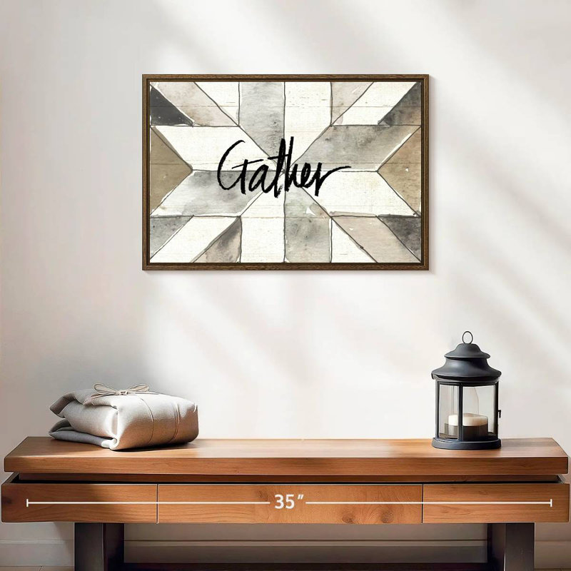 Farm Memories Gather, 19 po x 13 po, Cadre flottant noyer