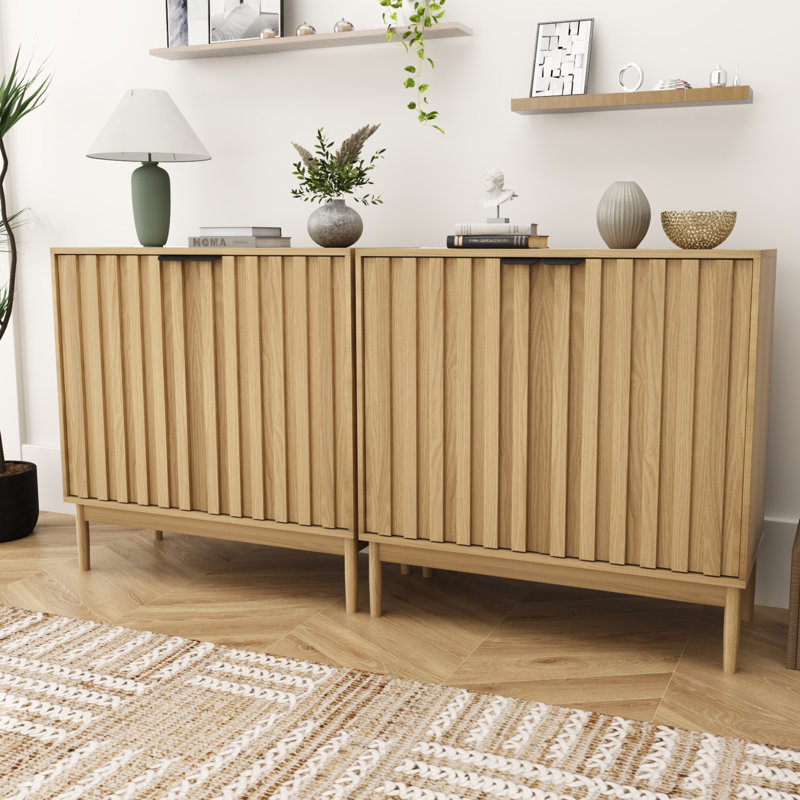 31"Sideboard with Adjustable Shelves(Set of 2), Brown
