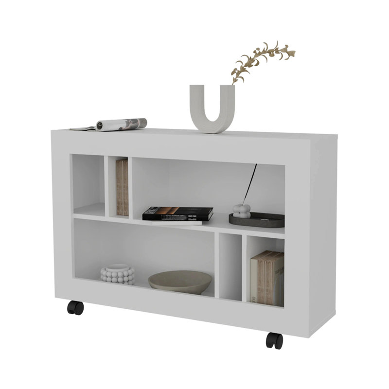 Console en mélamine avec rangement ouvert, Blanc