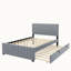 Lit plateforme double en velours avec lit gigogne-520215621