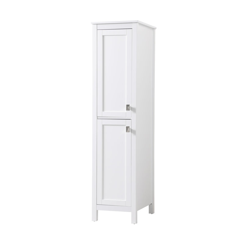 Rangement pour salle de bain Destinymarie, Blanc / nickel brossé, H 65 po x l 16 po x P 22 po