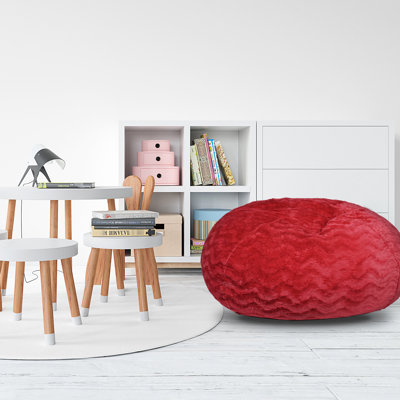 Fauteuil à billes en fausse fourrure - rouge, 3 pi Élégant et confortable pour les adultes. Rempli de mousse à mémoire de forme déchiquetée. Housse amovible et lavable. Parfaite sérénité dans la chambre à coucher. 34 po de diamètre, 27 po de hauteur, nettoyage luxueux