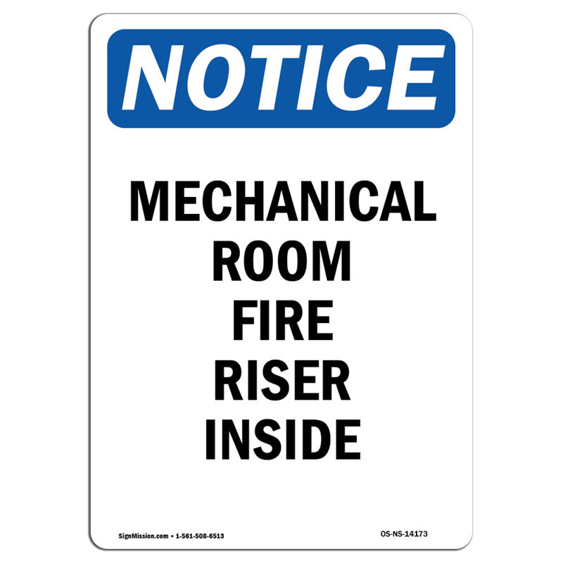 Mechanical Room Fire Riser Inside Sign