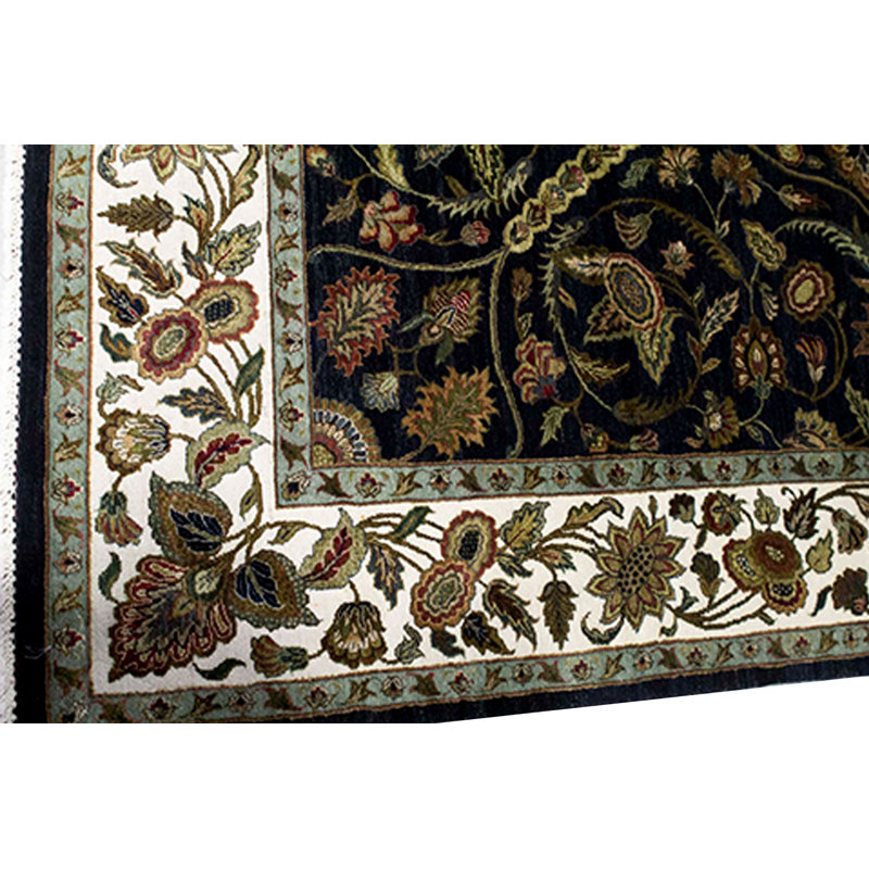 Tapis noir de haute qualité noué à la main