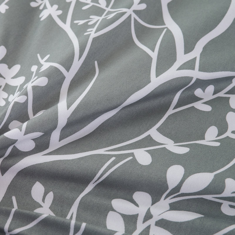 Foliage Reversible Comforter Set, Gray/White, King Comforter Set + 5 Additional Pieces