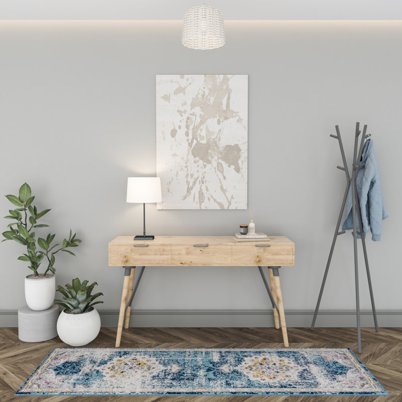 Tapis bleu Crystallee, Tapis de couloir 2 pi 3 po x 7 pi 3 po