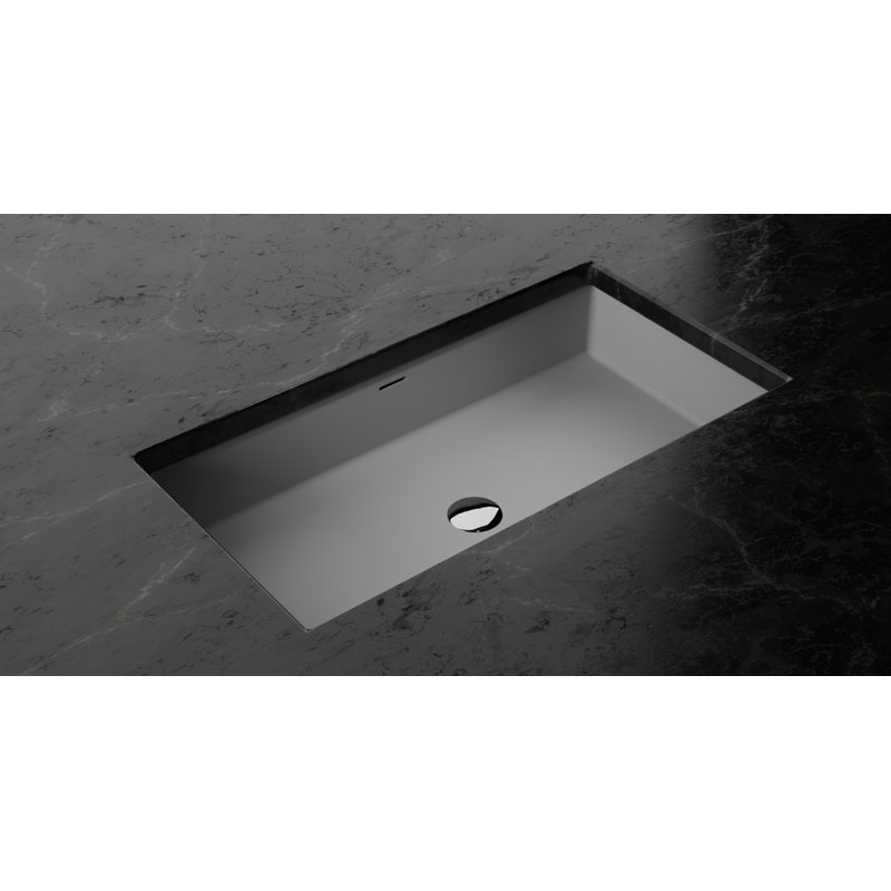 Badeloft 31.4" x 16.7" Stone Resin Undermount Bathroom Sink UB-05-L-MGRY in Matte Gray, Matte Gray