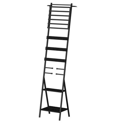 Black Wall-Leaning Ladder Jewelry Organizer