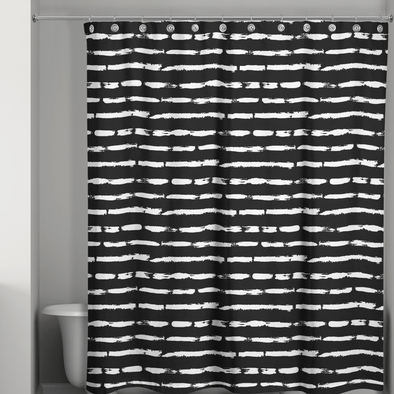  Rideau de douche rayé simple, Noir / Blanc