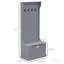 Arbre d'entrée 28 po 3-en-1 avec banc de rangement, portemanteau avec quatre crochets et rangement pour chaussures, gris-1392266284