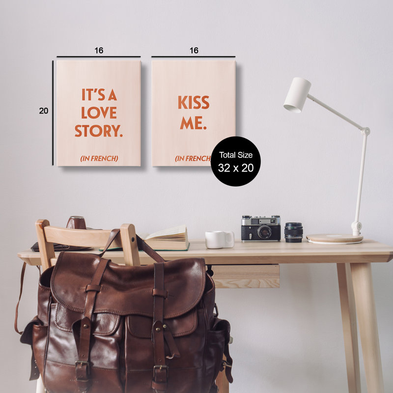 «Modern Love Story Kiss 2», ensemble d'art sur toile par Grace Popp, H 20 po x l 16 po