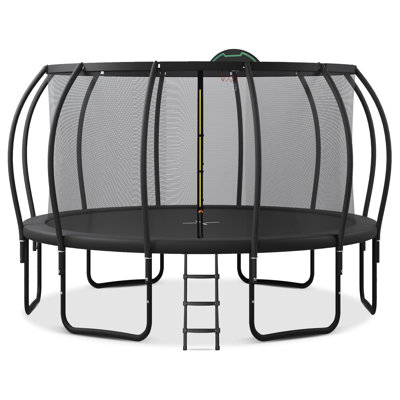 16FT Kids Trampoline with Upgraded Safety & Basketball Board - 12 Ground Stakes -  dingdangxiang, GFOLD02517105