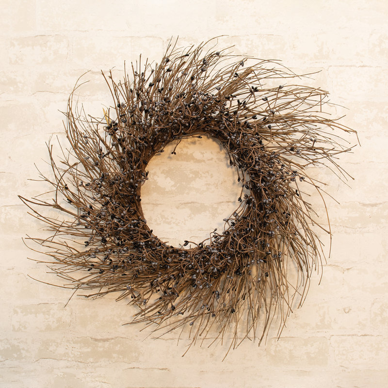 Faux Wreath, Gray/Black, 22" W x 22" H x 4" D
