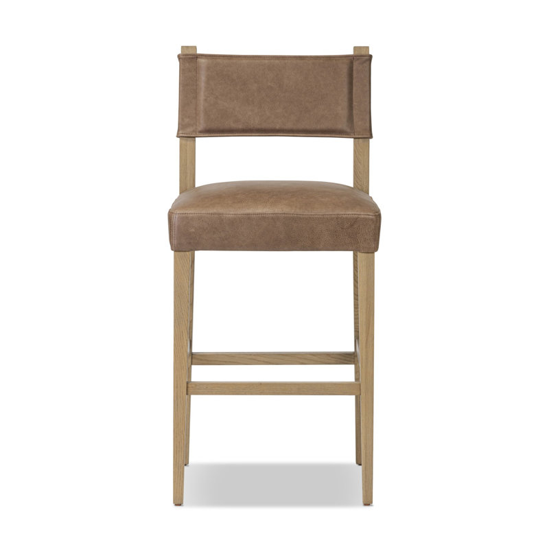 Ferris Stool, Light Oak, Palermo Cigar/Genuine Leather, Bar Stool (29.92" Seat Height)