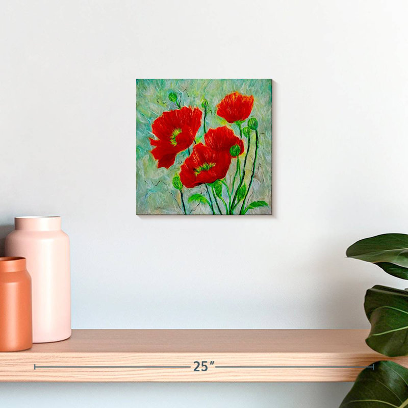 Harnek Red Poppies style contemporain, H 10 po x l 10 po