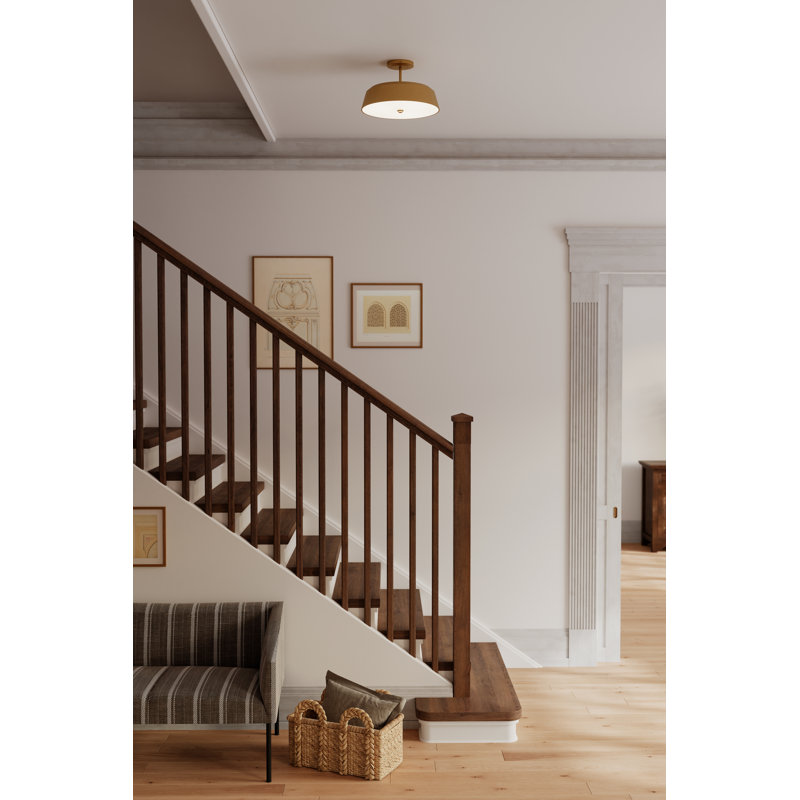Trellwyn 15" 3-Light Semi-Flush Mount, Brass