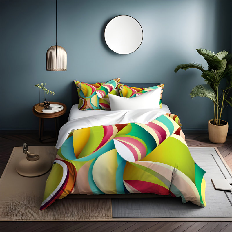 Polyester Abstract Duvet Cover, King Duvet Cover + 2 King Shams