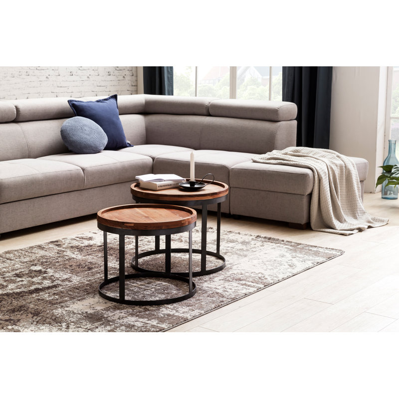Flynn Solid Wood Tray Top Sled Nesting Tables, Sheesham