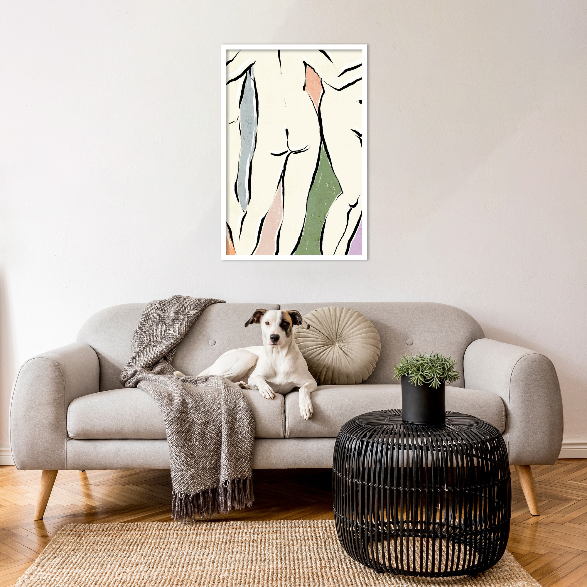 In The Bathhouse by Treechild  Wood Framed Wall Art Print, White, 33" H x 23" W