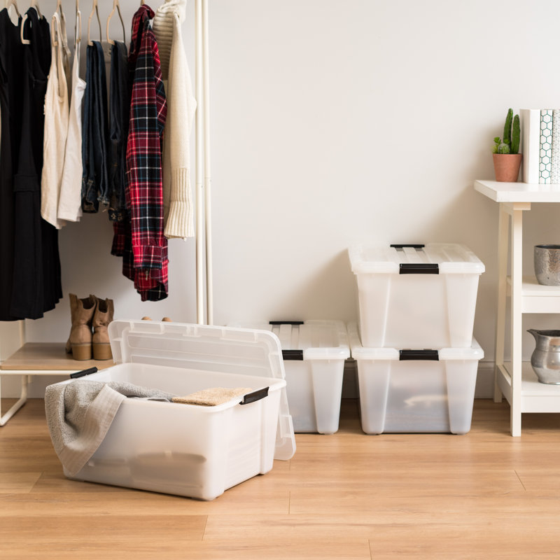 45 Qt./11.25 Gal. Plastic Storage Container Bin with Secure Lid and Latching Buckles, Clear