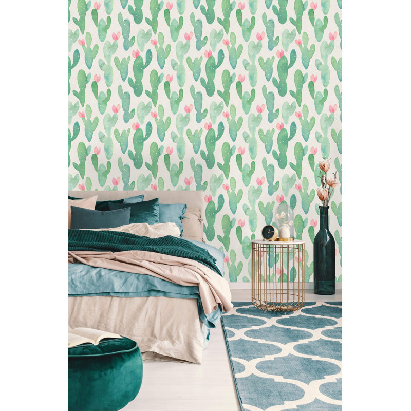 Rouleau de papier peint adhésif cactus, Multicolore, L 10,42 po x l 25 po